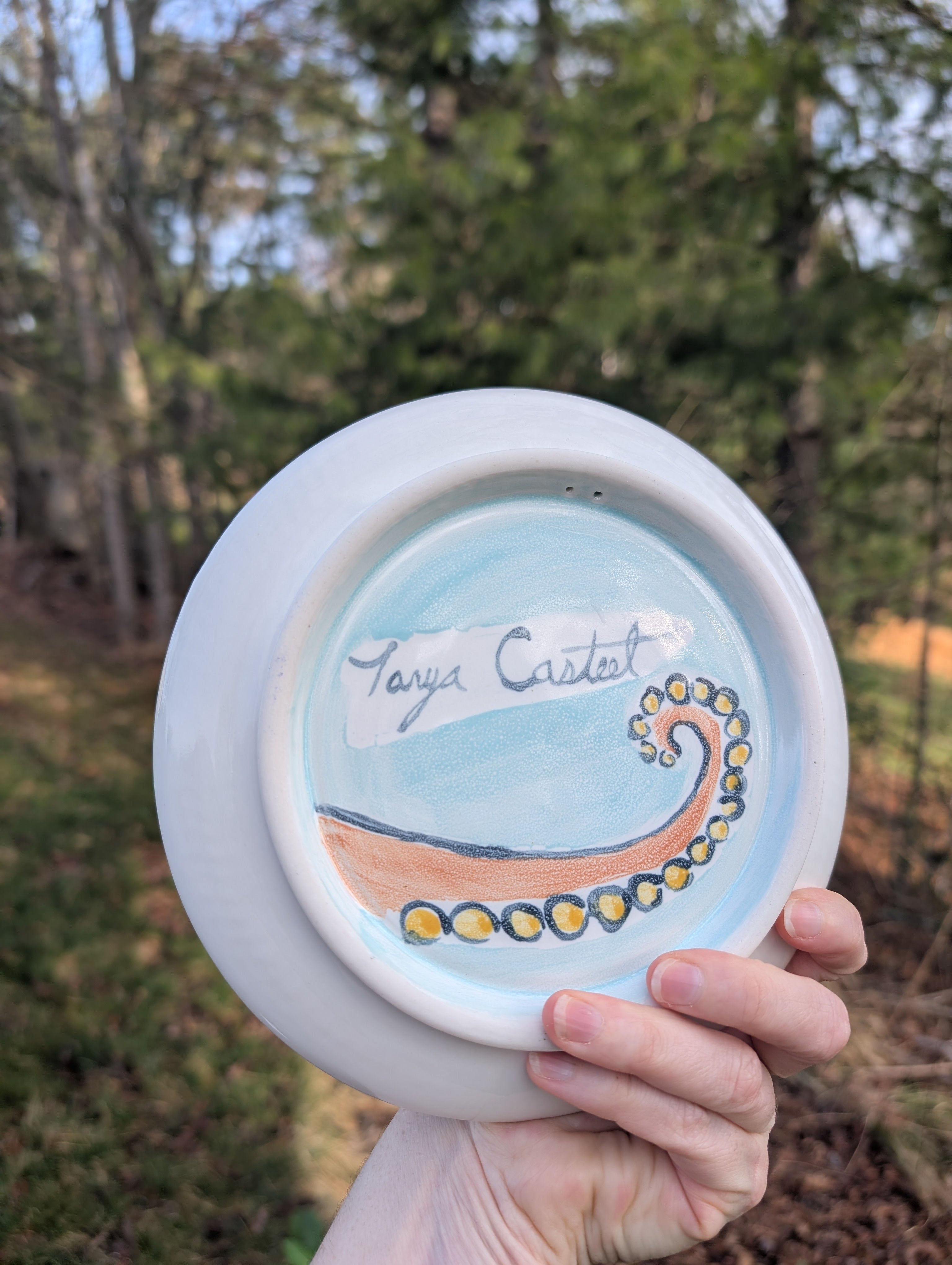 #9 Majolica Octopus Desert Plate