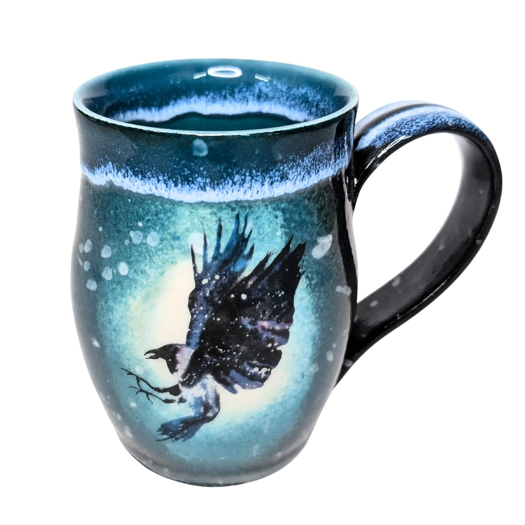 Porcelain Mug - Cosmic Raven (Watercolor)