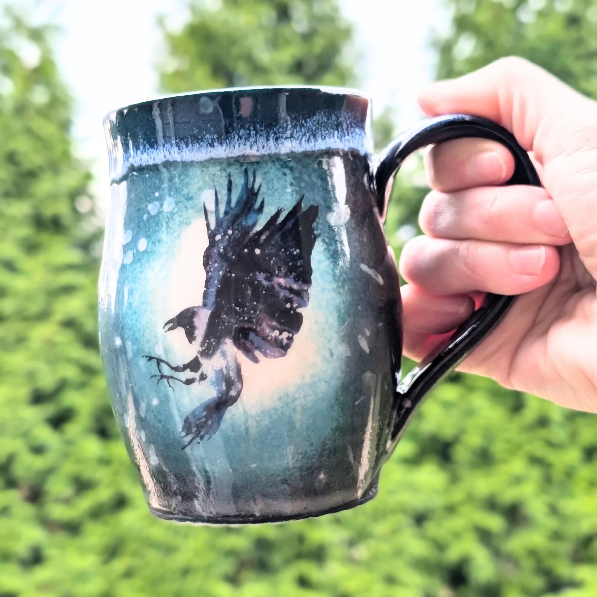 Porcelain Mug - Cosmic Raven (Watercolor)