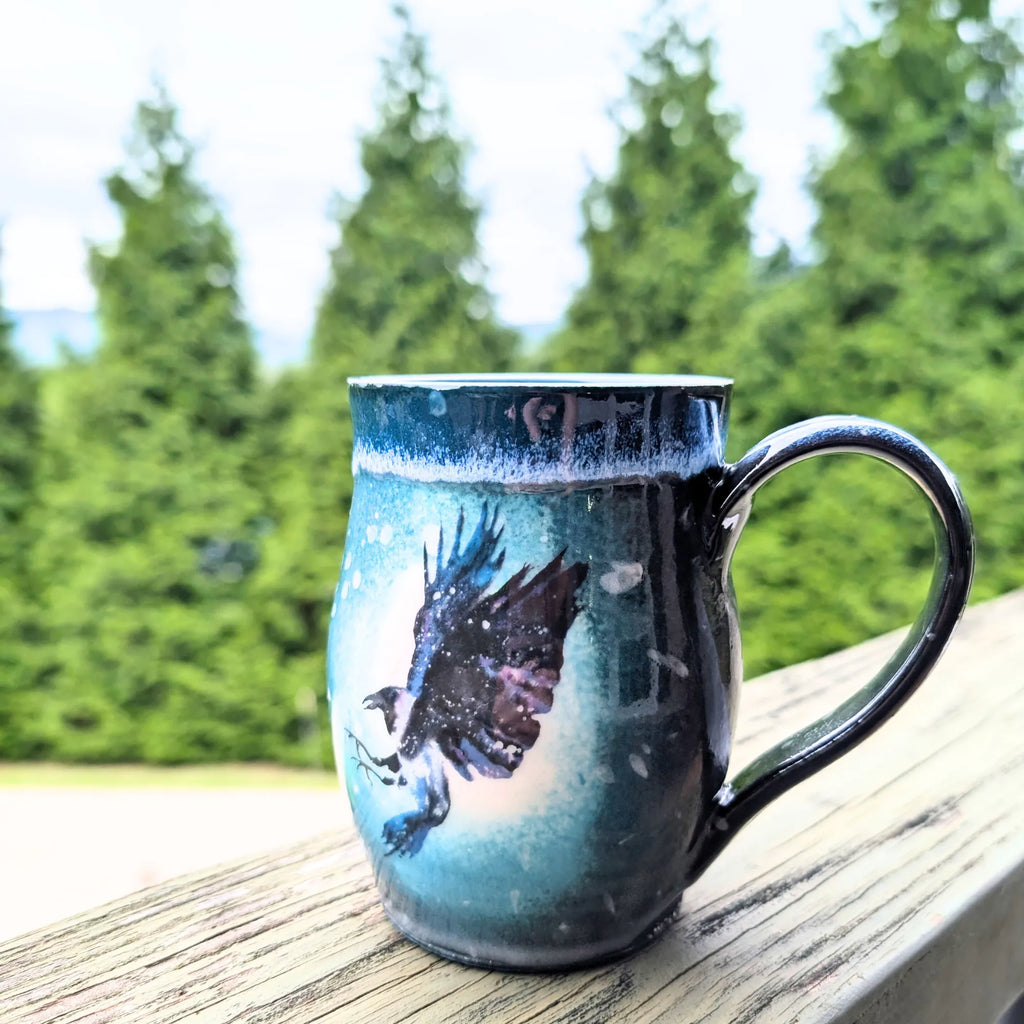Porcelain Mug - Cosmic Raven (Watercolor)