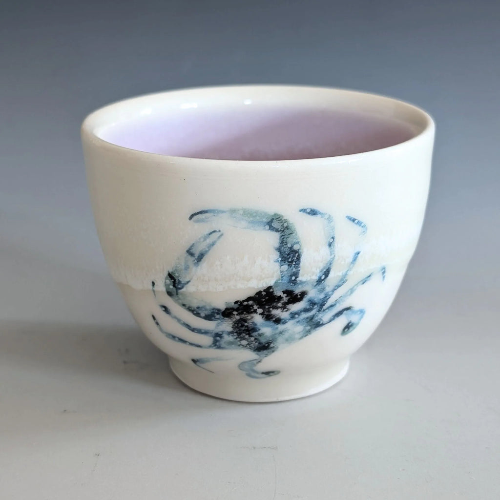 Small Porcelain Tea Bowl - Octopus & Blue Crab (Watercolor)