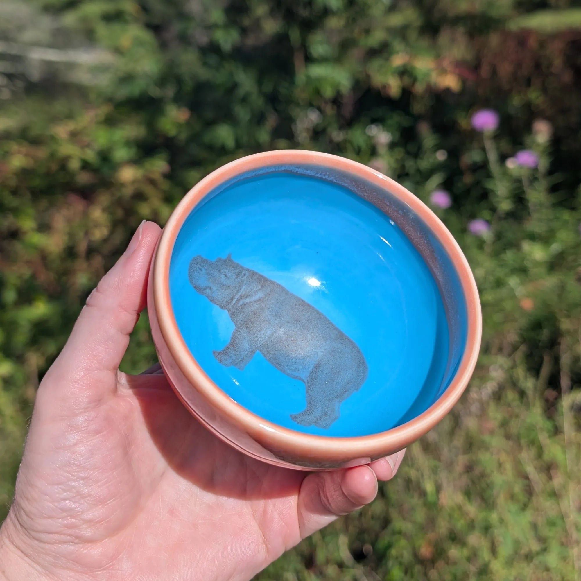 Small Porcelain Bowl - Hippo (Sepia Illustration)