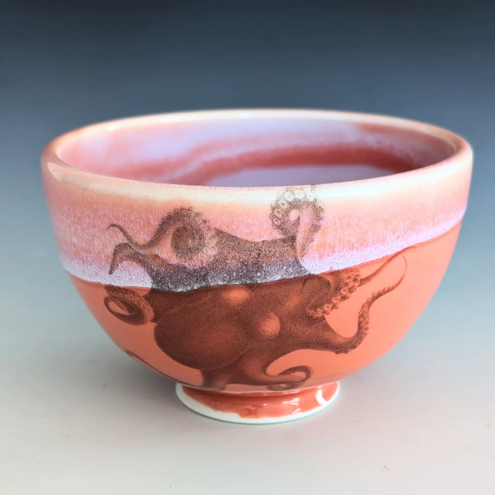 Ceramic bowl with octopus design on a gradient background