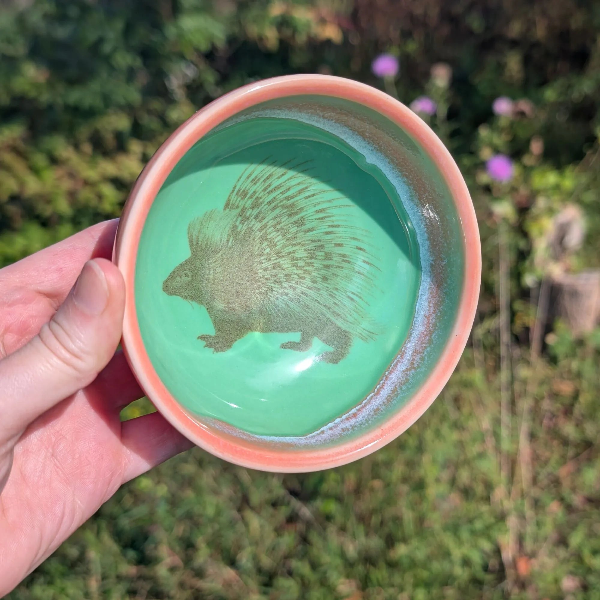 Small Porcelain Bowl - Porcupine (Sepia Illustration)