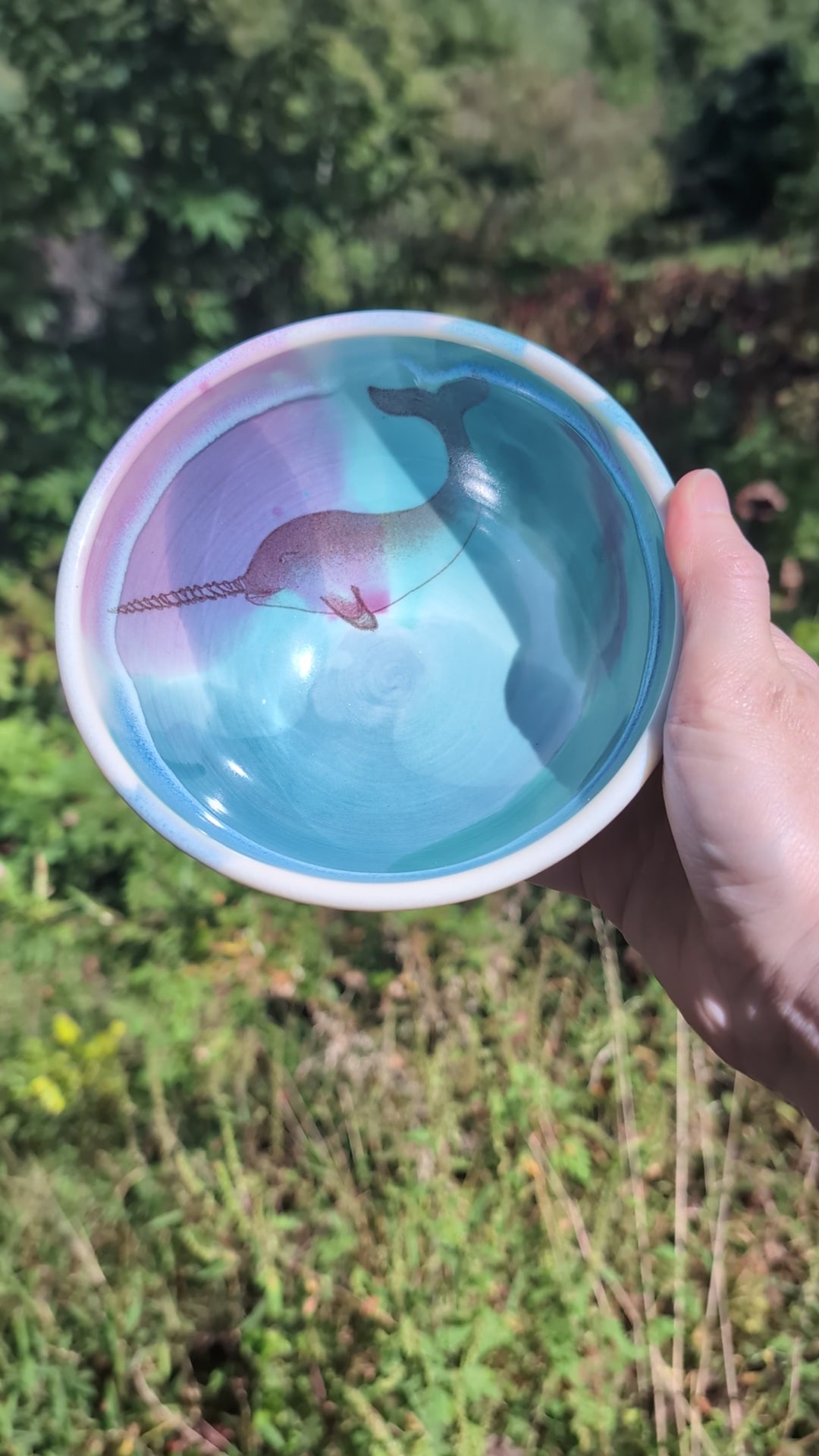 Porcelain Bowl - Narwhal (Sepia Illustration)