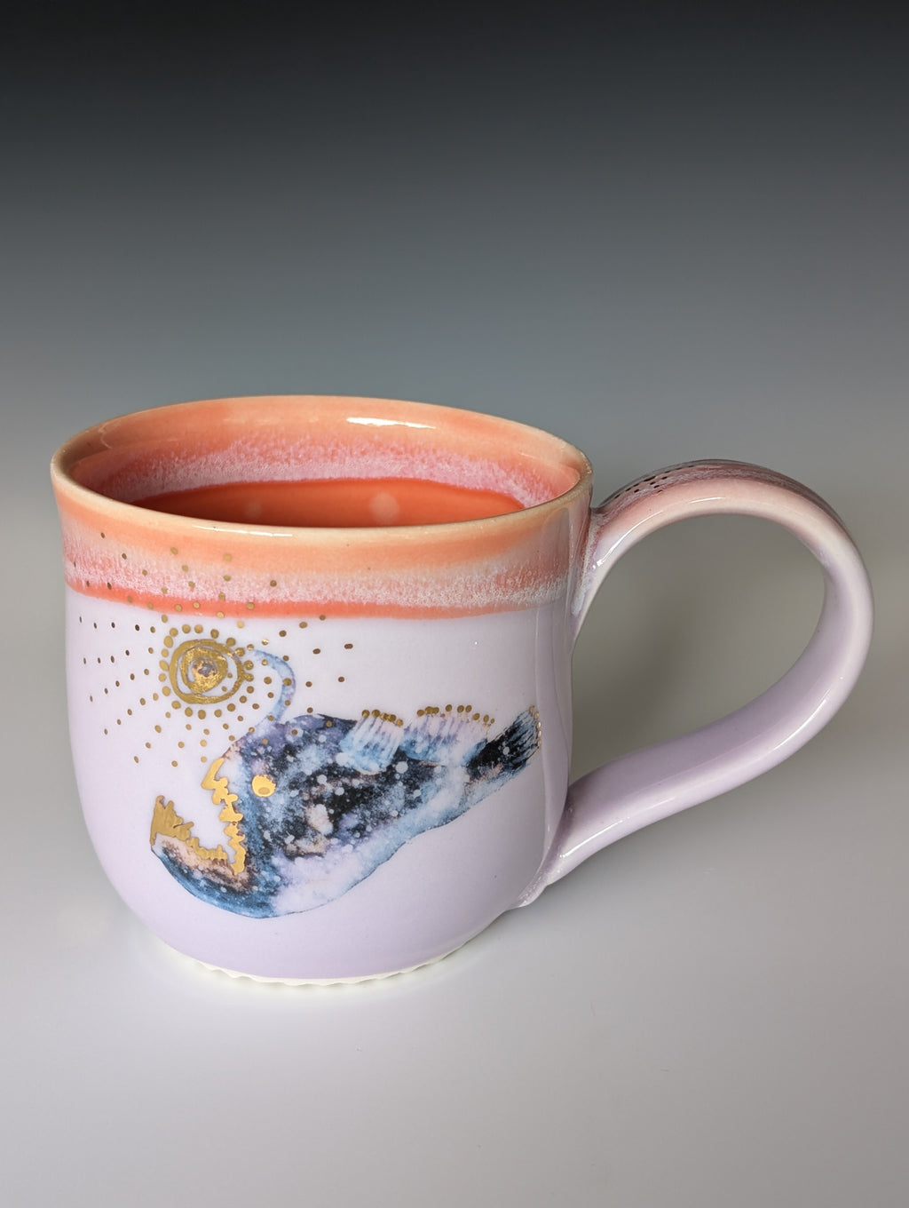12oz Porcelain Mug - Golden Anglerfish (Watercolor)