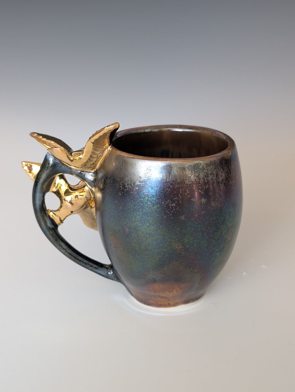 3oz Porcelain espresso mug set - Gold Dove sculptures