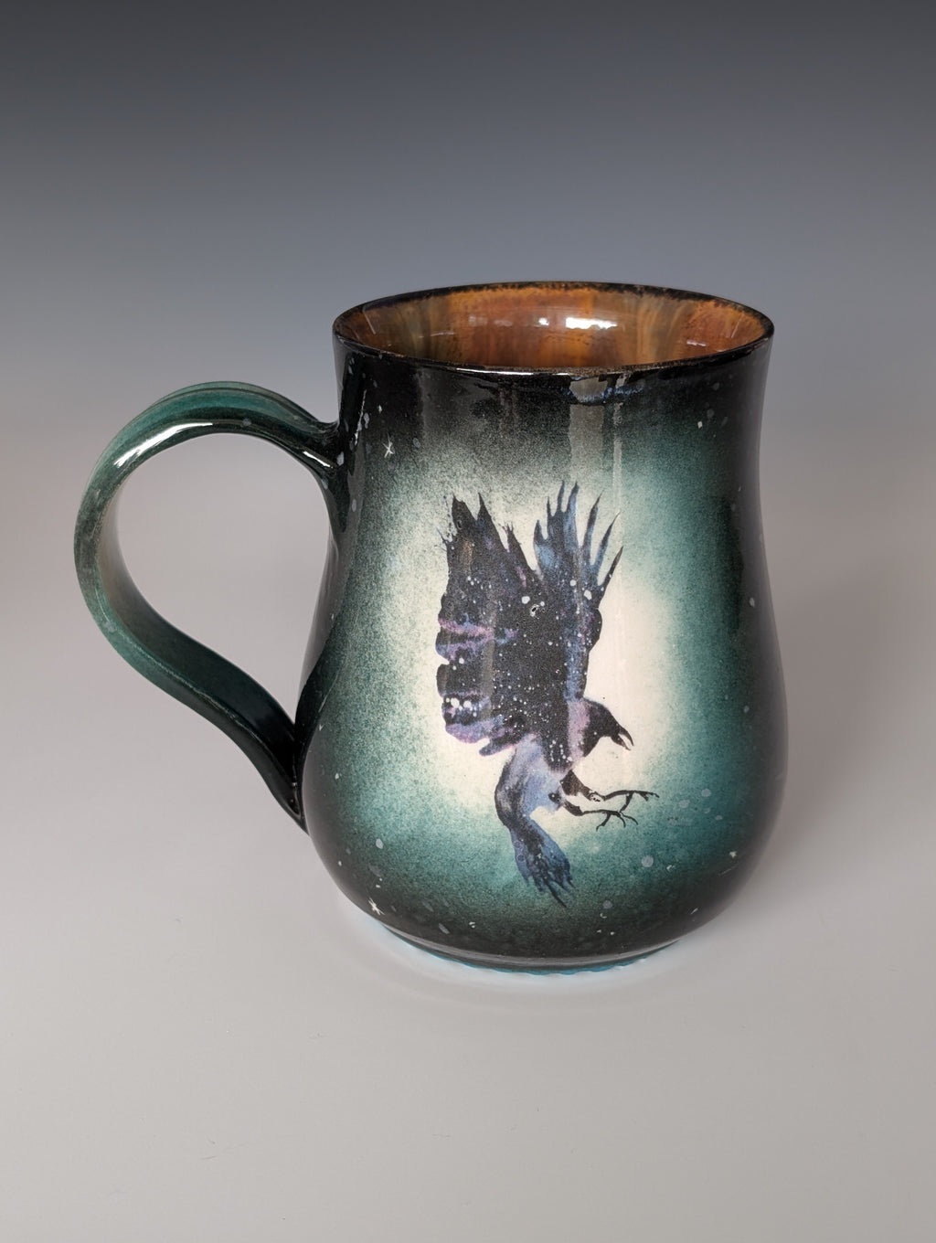 16oz Porcelain Mug - Cosmic Raven (Watercolor)