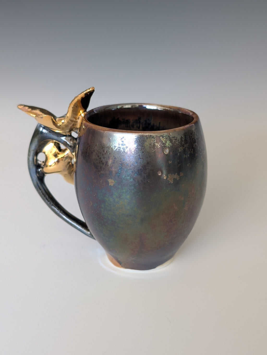 3oz Porcelain espresso mug set - Gold Dove sculptures