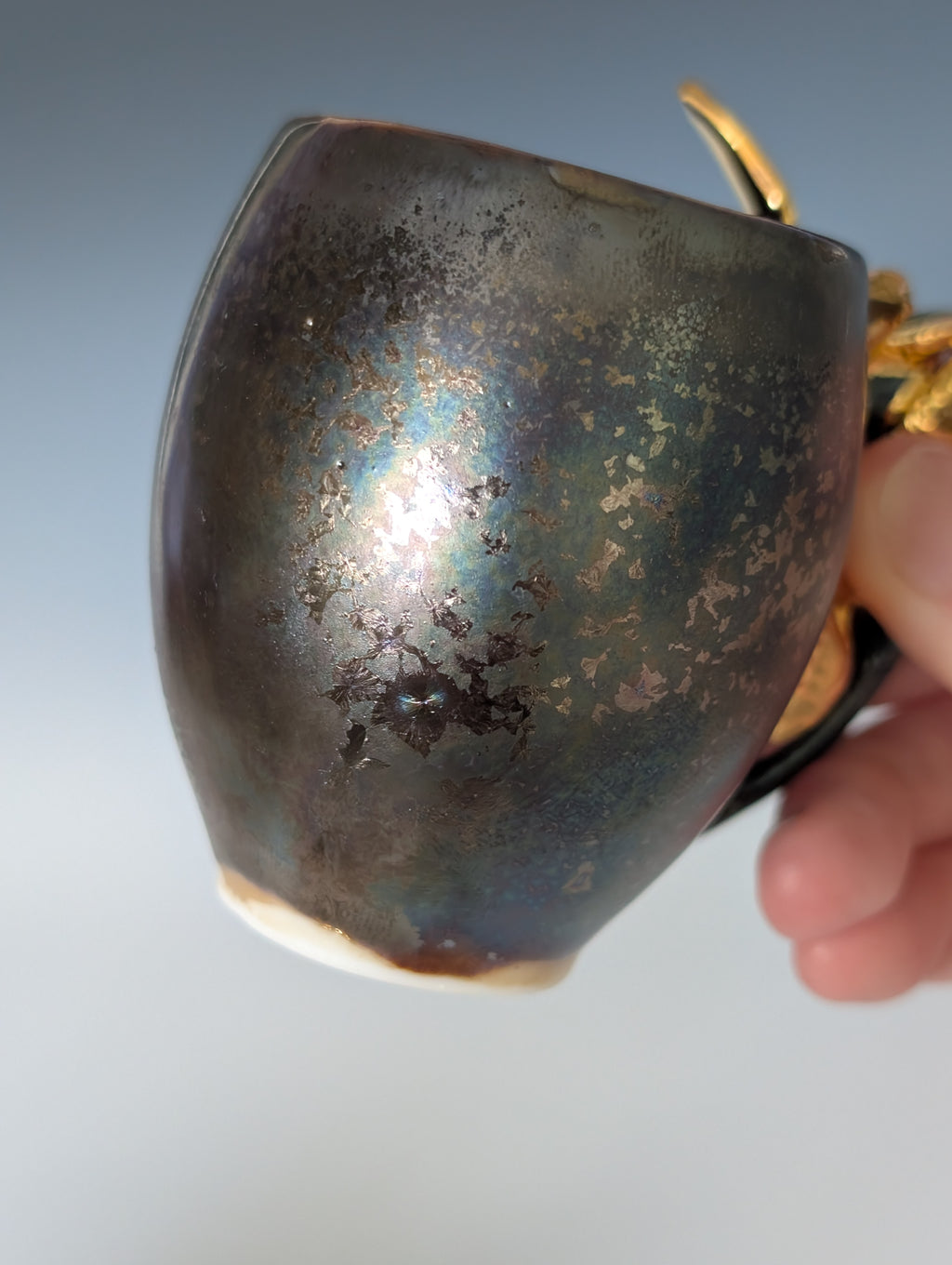 3oz Porcelain espresso mug set - Gold Dove sculptures