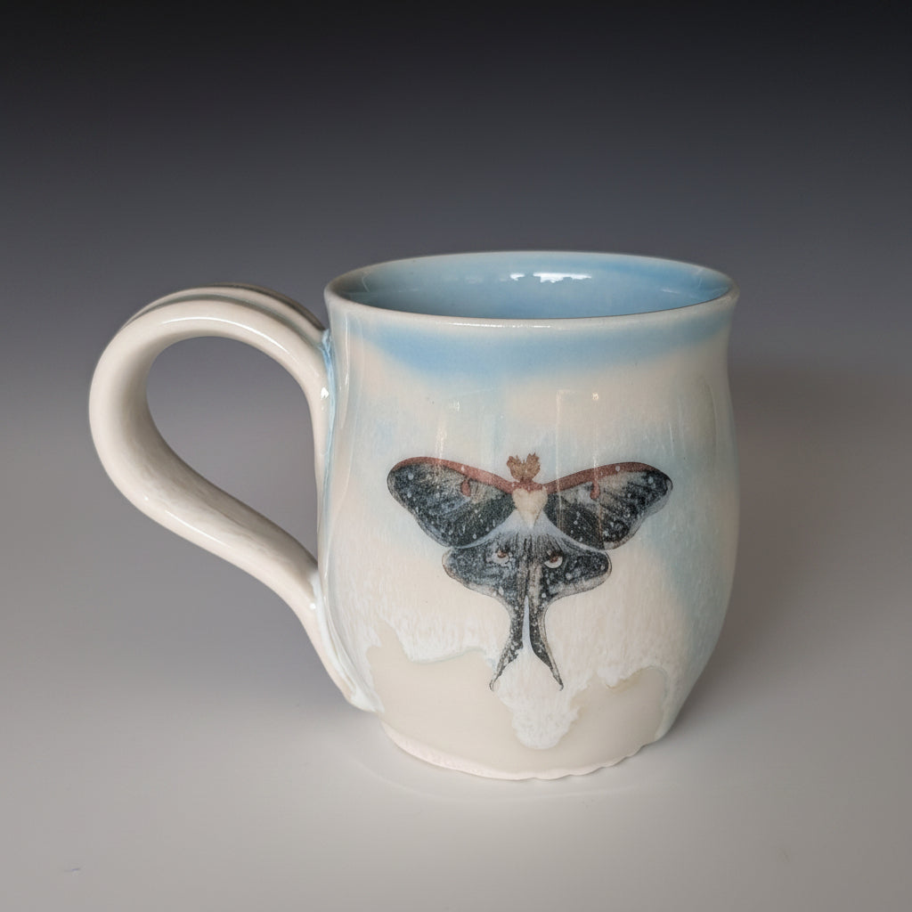 12oz Porcelain Mug - Luna Moth (Watercolor)