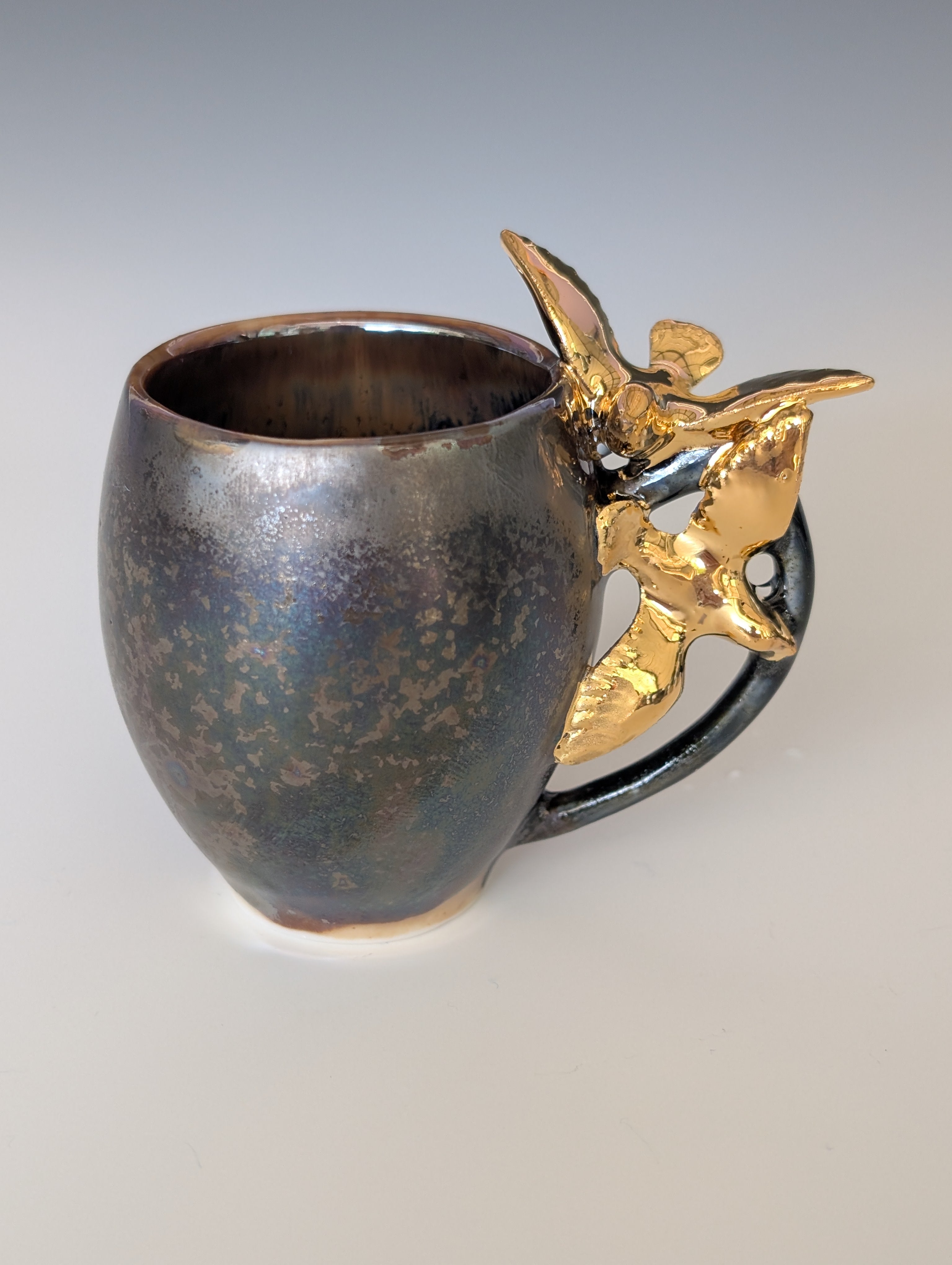 3oz Porcelain espresso mug set - Gold Dove sculptures