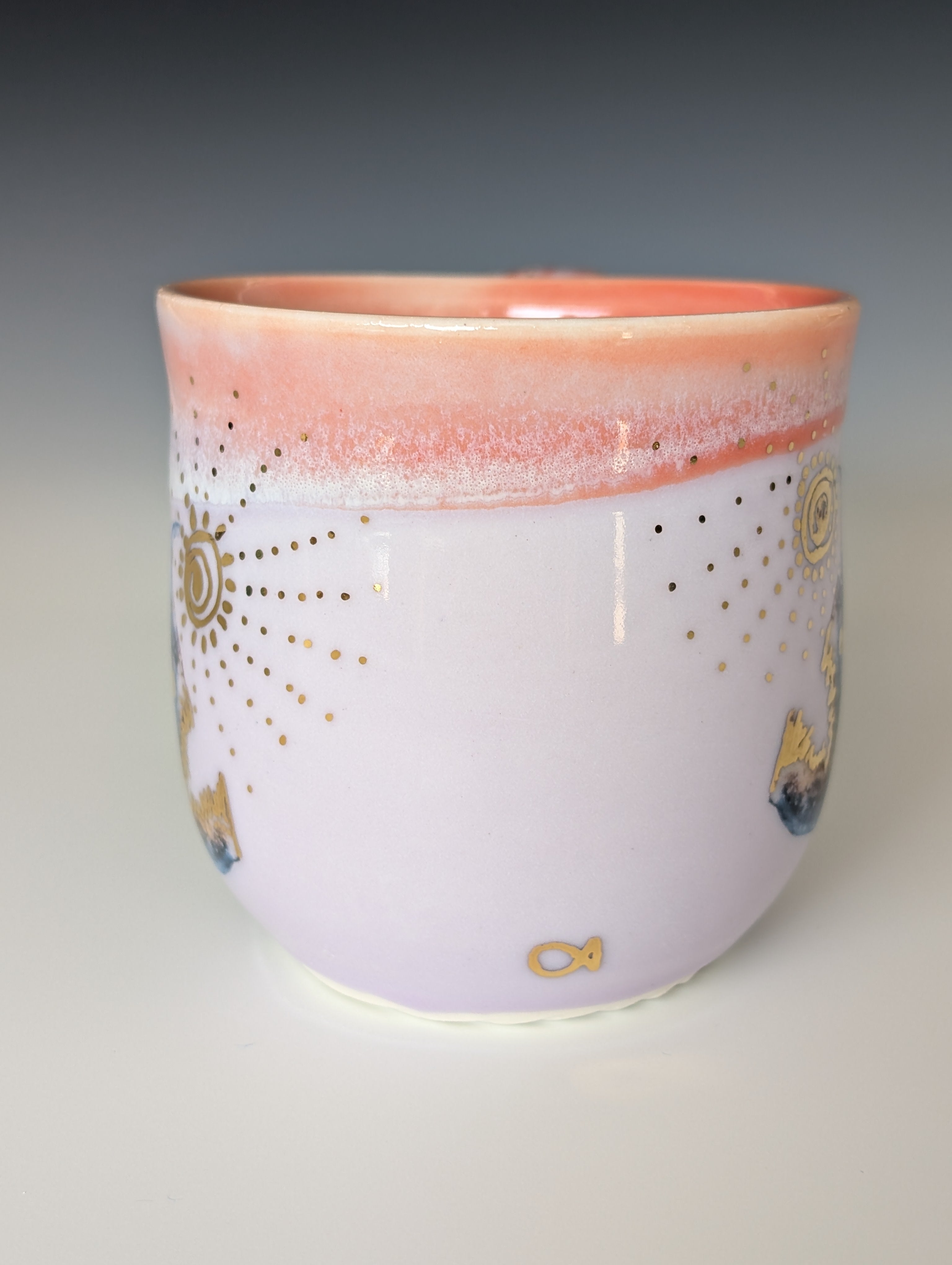 12oz Porcelain Mug - Golden Anglerfish (Watercolor)