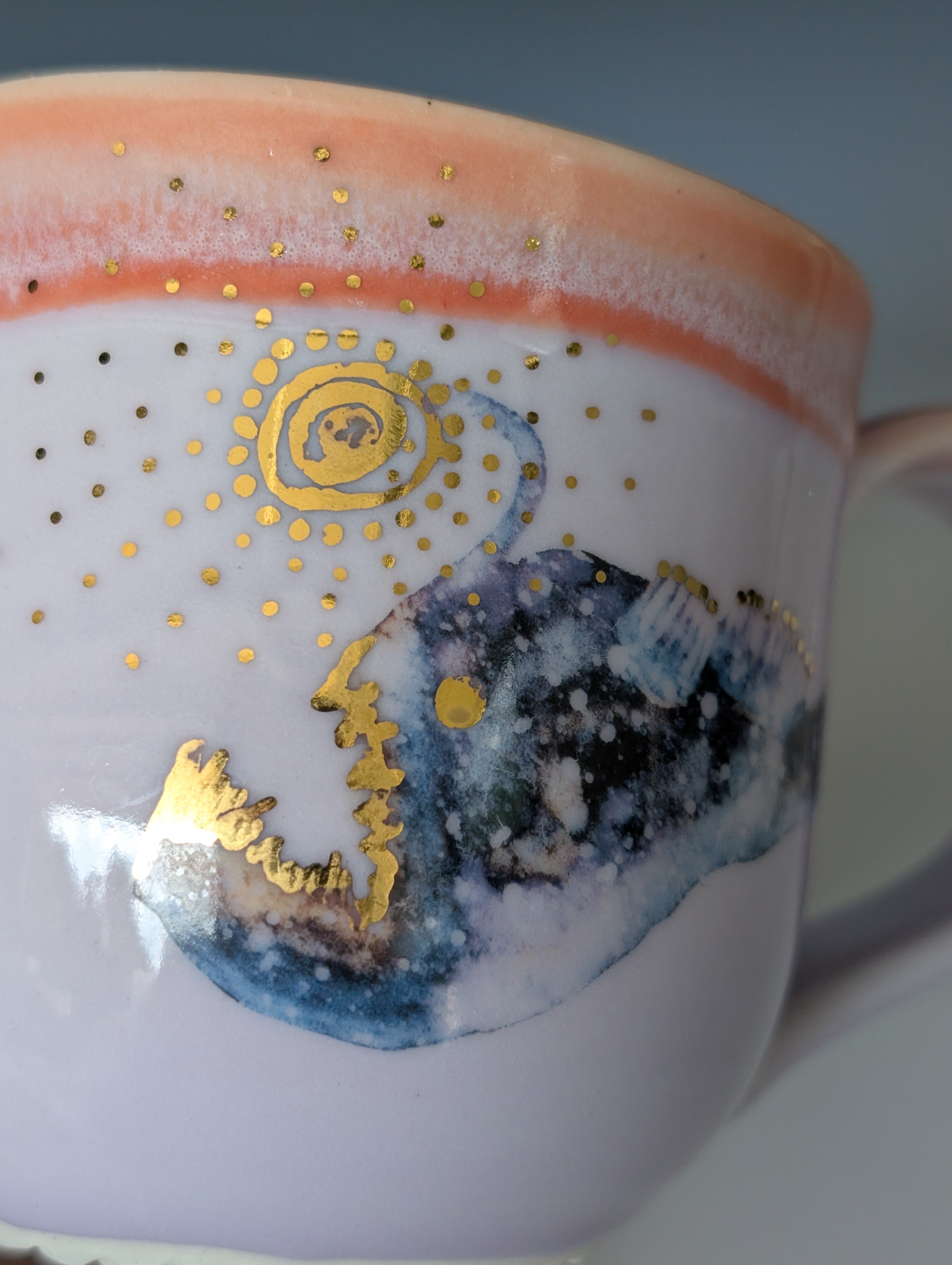 12oz Porcelain Mug - Golden Anglerfish (Watercolor)