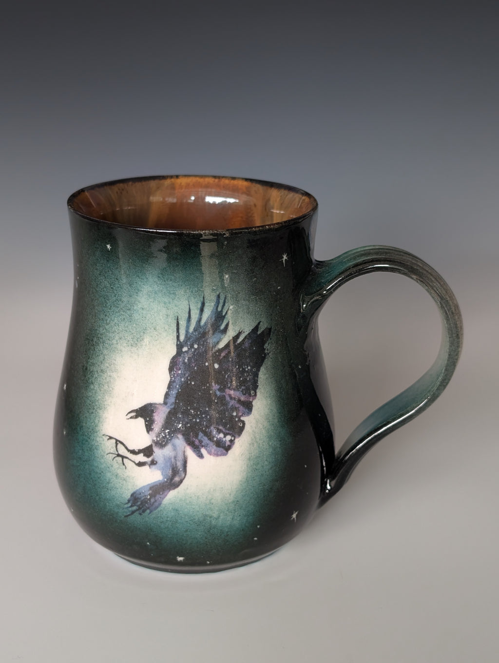 16oz Porcelain Mug - Cosmic Raven (Watercolor)