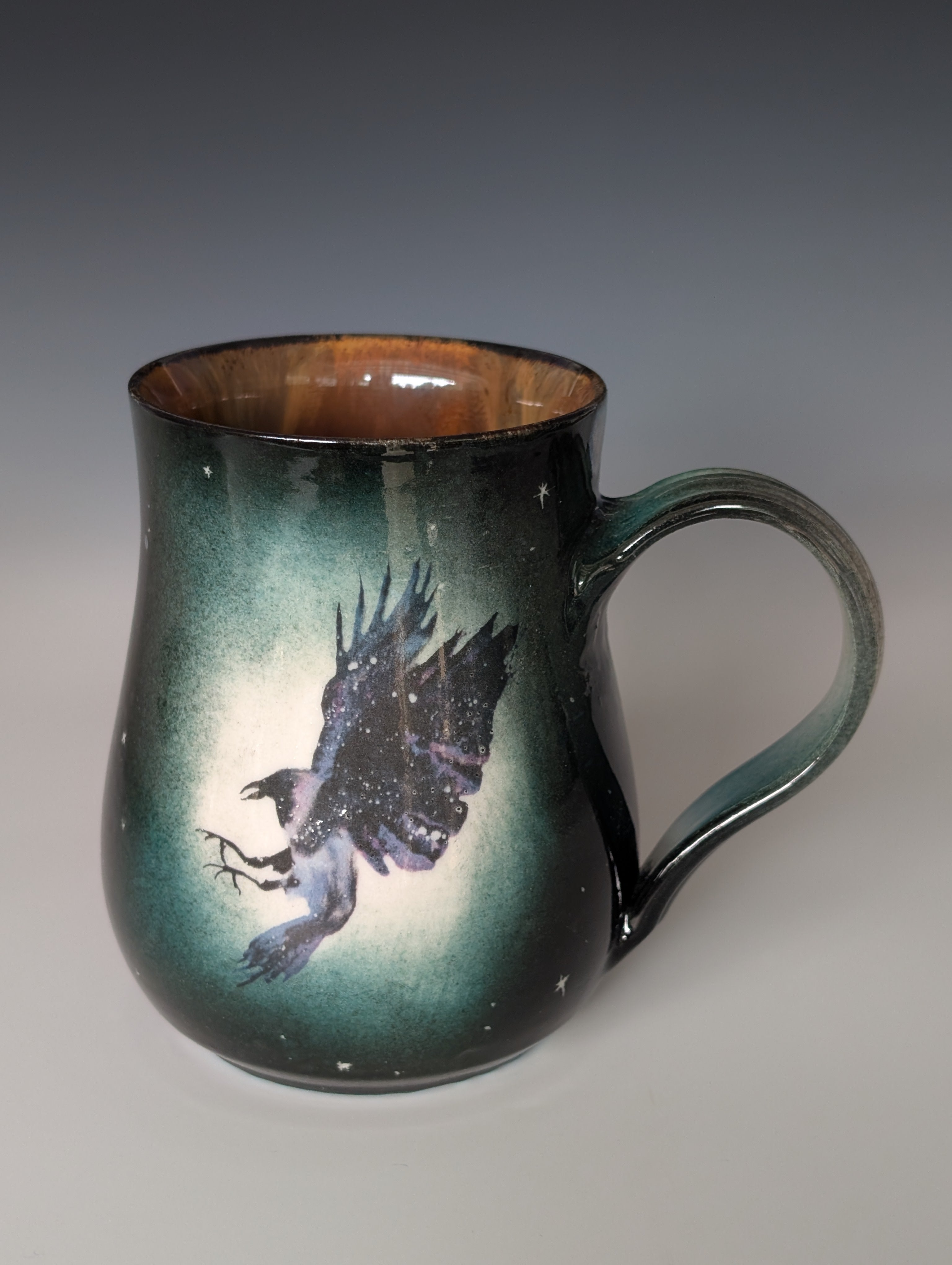16oz Porcelain Mug - Cosmic Raven (Watercolor)