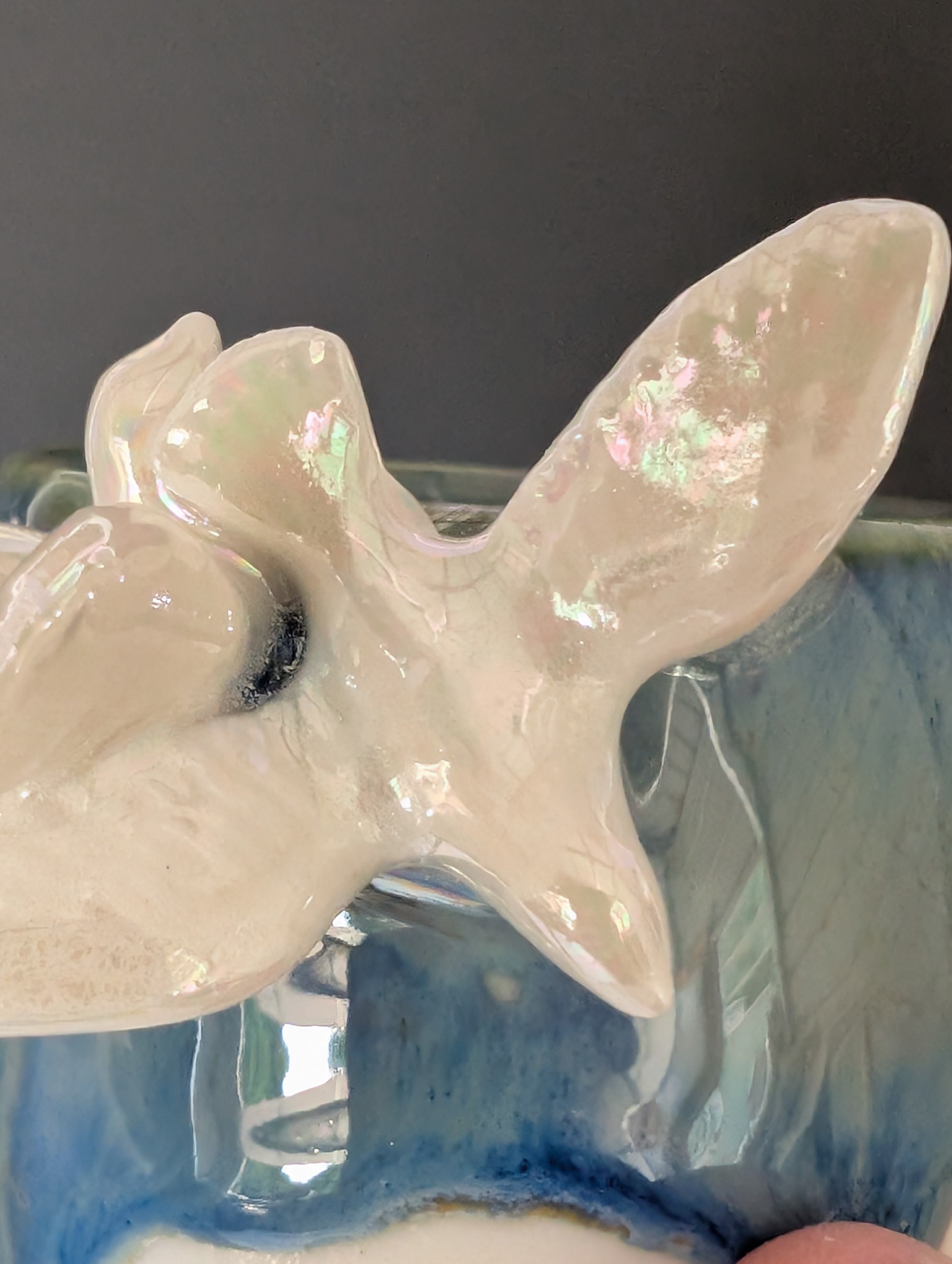 3oz Porcelain espresso mug set - pearl luster Dove sculptures