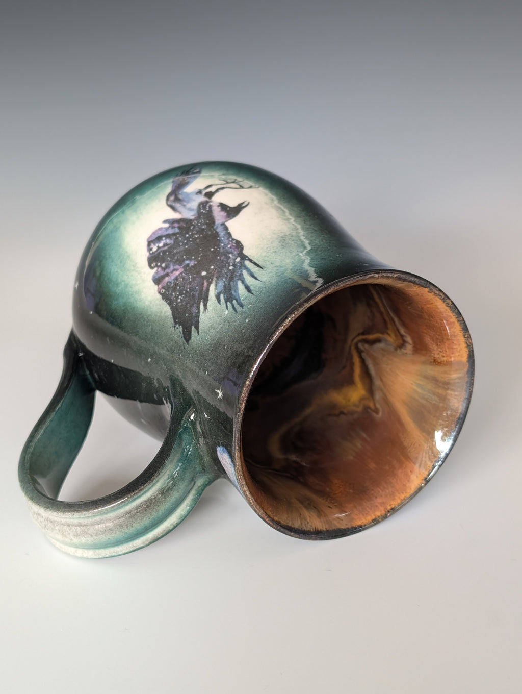 16oz Porcelain Mug - Cosmic Raven (Watercolor)